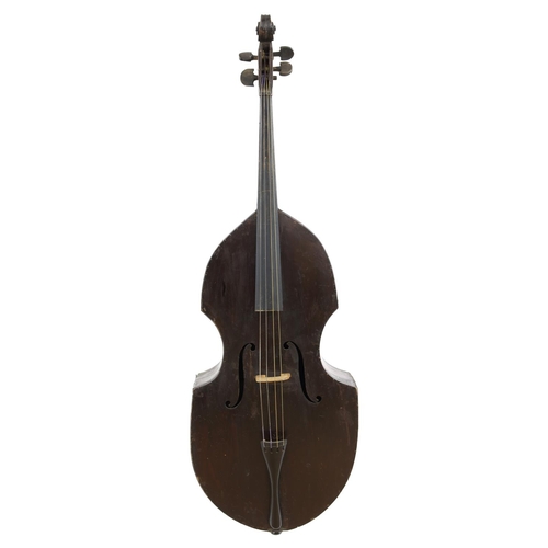 3529 - Interesting 19th century primitive small church bass with viol outline, unlabelled, back length 31 1... 