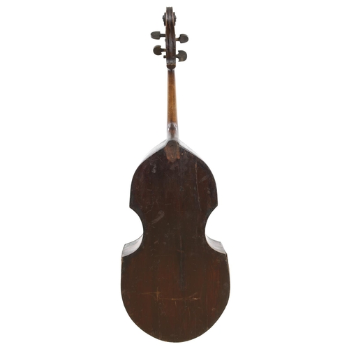 3529 - Interesting 19th century primitive small church bass with viol outline, unlabelled, back length 31 1... 