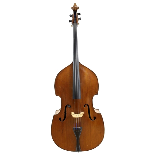 3531 - Good early 20th century Markneukirchen double bass with figured maple back and sides, back length 42... 