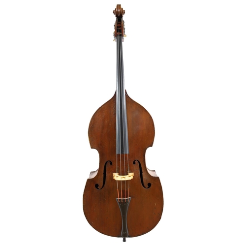 3532 - Good late 19th century Saxon swell back double bass, back length 44