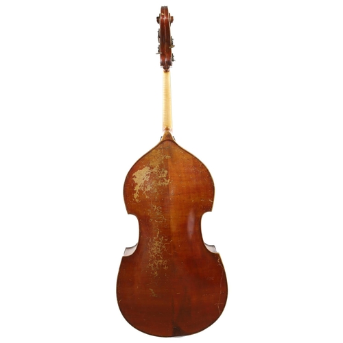 3532 - Good late 19th century Saxon swell back double bass, back length 44