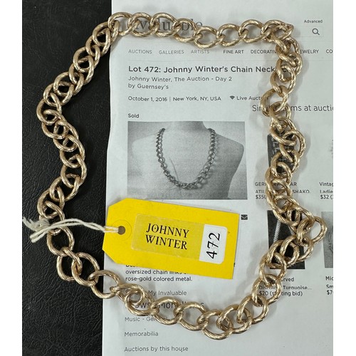 477 - Johnny Winter - personal gold effect textured chain necklace*Formerly owned by legendary guitarist J... 