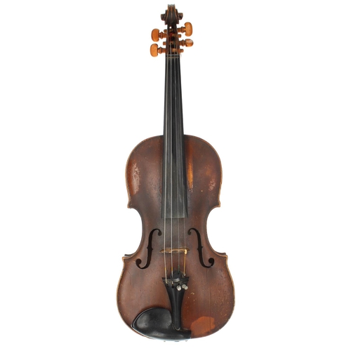 3048 - Interesting 19th century primitive violin, probably English, 14 1/8