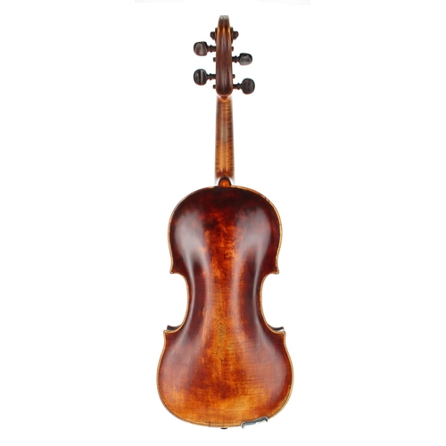 3053 - Interesting violin in need of restoration, unlabelled, 14 1/16