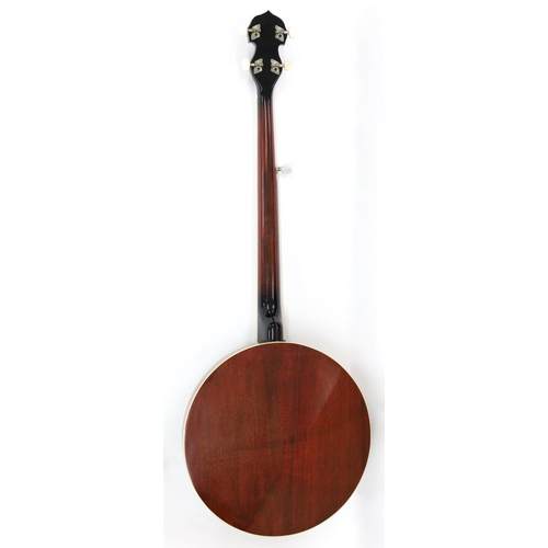 2532 - Barnes & Mullins five string banjo, with mahogany banded resonator, 11