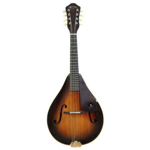 2562 - Good C.F. Martin & Co. pear shaped mandolin, with faux ivory banded maple back and sides, spruce... 