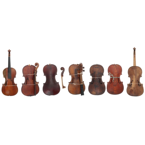 3001 - Six various old interesting violins in need of restoration (6)