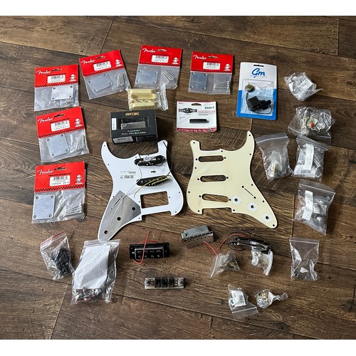 1838 - Selection of electric guitar spares and parts to include CTS and other potentiometers, Artec jazz pi... 