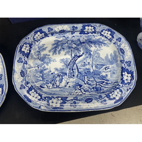 726 - Pair of Davenport transfer print blue and white meat plates, 21