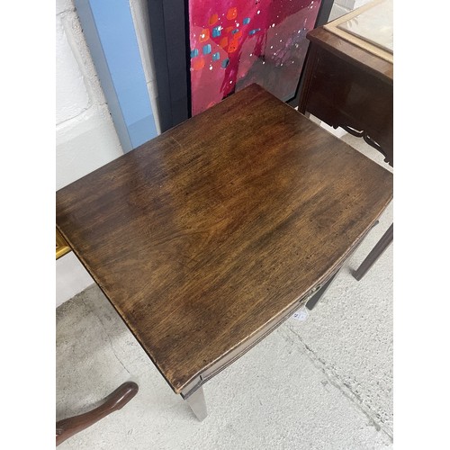 936 - Georgian mahogany bow-fronted side table, with a single frieze drawer and raised on square tapering ... 