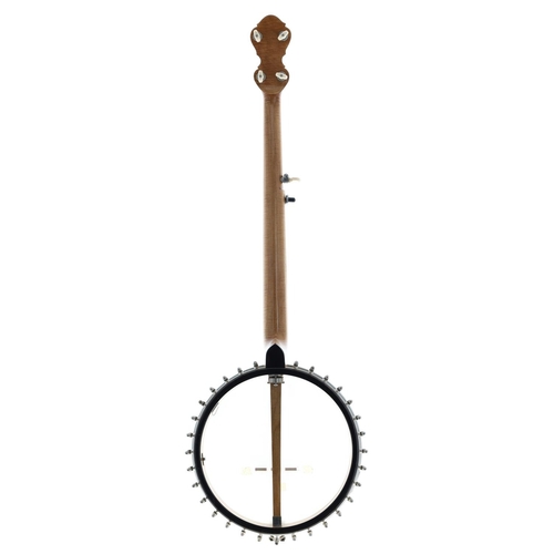 2585 - Vega five-string open back banjo, stamped no. 49229 to the inside faux tortoiseshell banded pot wall... 