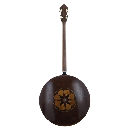 2597 - Ludwig Capitol tenor banjo, ser. no. 4990, with marquetry inlaid flowerhead to the centre of the ban... 