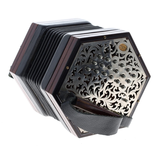 2604 - C. Wheatstone & Co Anglo concertina stamped Linota, in G/C, with thirty-eight metal buttons on p... 