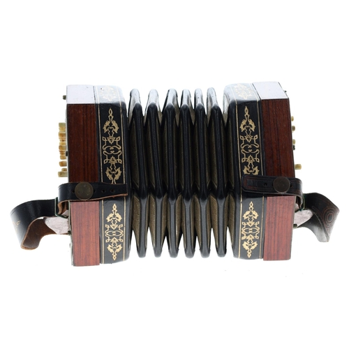 2605 - Good C. Jeffries Anglo concertina in D/A, with thirty-eight bone buttons on foliate pierced metal en... 