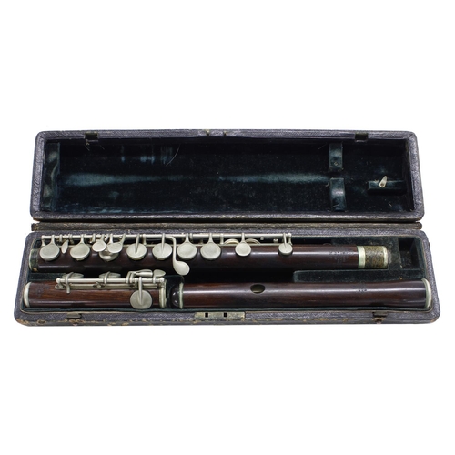 2805 - Cocuswood 1867 system flute by and stamped Rudall Carte & Co, London, ser. no. 1392, case... 