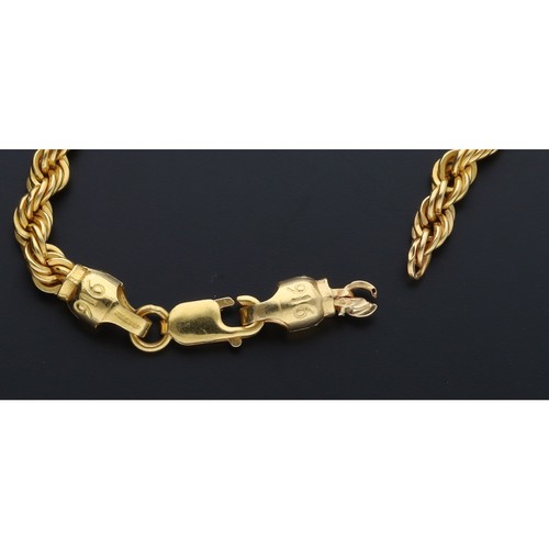 537 - Yellow metal rope chain, 8.8gm, marked '916' (4)