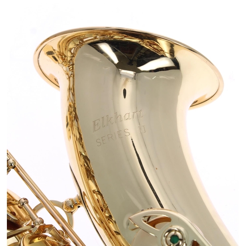 2821 - Elkhart Series II gold lacquered tenor saxophone, ser. no. 1076650, with crook and two mouthpieces, ... 