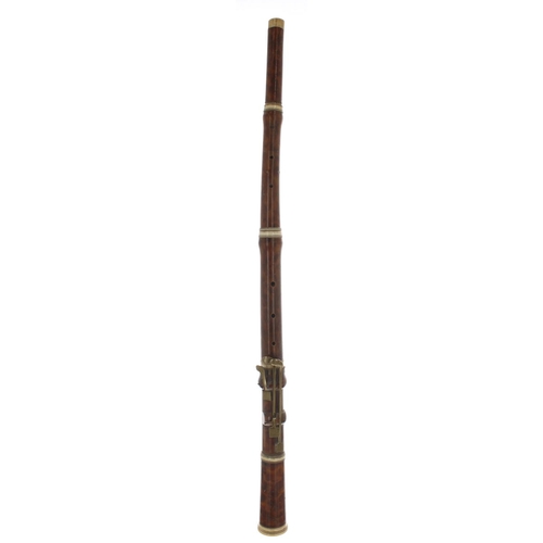 2852 - Rare 18th century tenor oboe attributed to Thomas Stainsby, with ivory mounts and three square ended... 