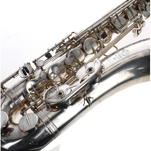 2867 - Fine Henri Selmer of Paris silver plated Mk 6 tenor saxophone, ser. no. M.221782, crook, original Se... 