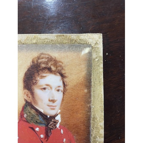 1334 - English School (19th century) - Portrait miniature of a military gentleman, half length wearing a sc... 