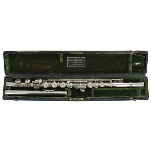 2834 - Good silver plated flute by and stamped Rudall Carte & Co. Ltd, 23, Berners Street, London W.1.,... 