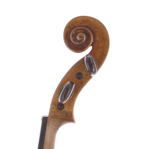 3401 - 19th century violin stamped Perry Dublin below the button, 14 1/8