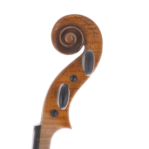 3409 - Small late 19th century German Stradivari copy viola, 15 1/4