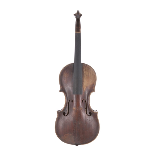 3412 - Interesting early violin in need of restoration labelled Benjamin Banks... Salisbury, also branded R... 