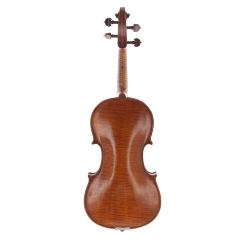 3416 - Good English violin by and labelled Emanuel Whitmarsh, London, 1902, the one piece back of faint med... 