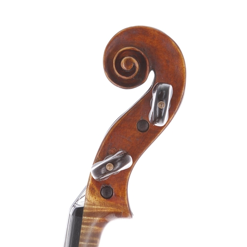 3416 - Good English violin by and labelled Emanuel Whitmarsh, London, 1902, the one piece back of faint med... 