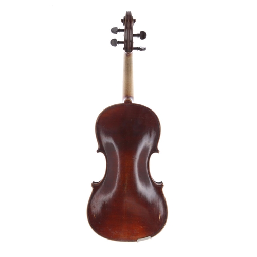 3418 - Late 19th century Neuner & Hornsteiner viola, the two piece back of very faint medium curl with ... 