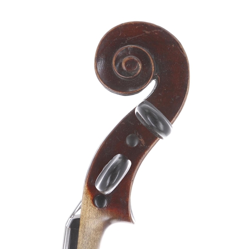 3418 - Late 19th century Neuner & Hornsteiner viola, the two piece back of very faint medium curl with ... 