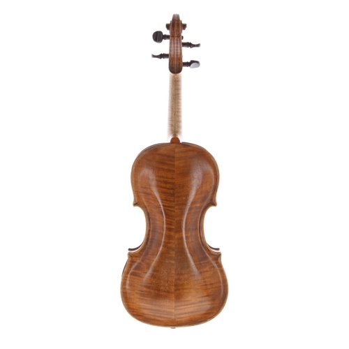 3420 - Interesting early 19th century violin in need of restoration labelled Jacobus Stainer..., with inked... 