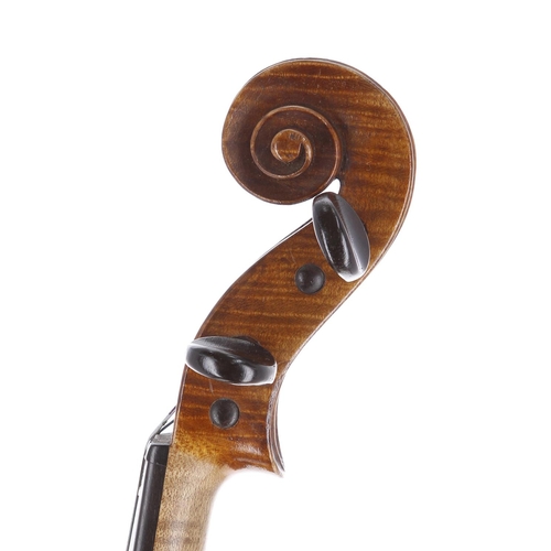 3420 - Interesting early 19th century violin in need of restoration labelled Jacobus Stainer..., with inked... 