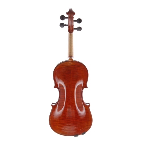 3434 - Good violin by and labelled Robert Reinert, Chaux-de-Fonds, no. 189, 1920, the two piece back of fai... 