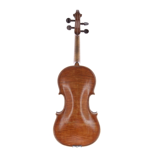 3463 - 19th century English violin labelled Boullangier..., the two piece back of faint medium curl with si... 