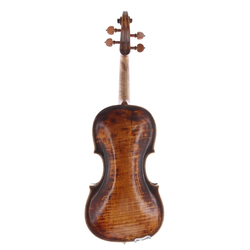 3466 - 18th/19th century violin, unlabelled but probably Viennese, the one piece back of faint medium curl ... 