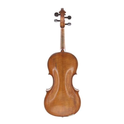 3474 - Interesting 18th century violin circa 1780, labelled Joseph Dalagio..., the two piece back of plaini... 