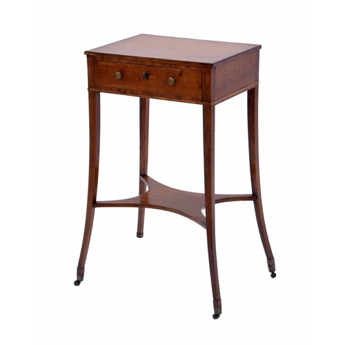 1409 - Attractive small 19th century satinwood two tier side table, the crossbanded rectangular top over a ... 