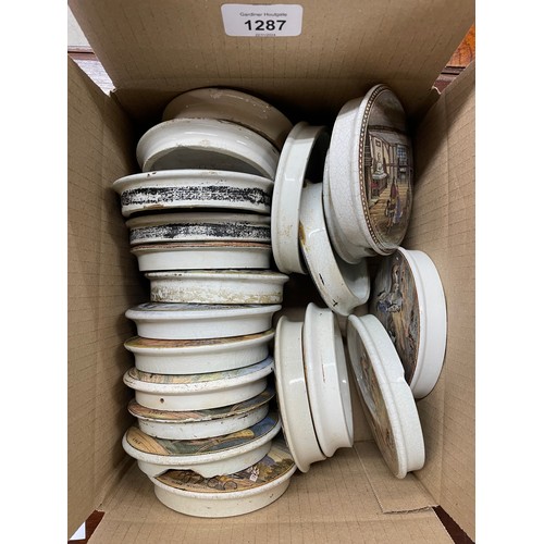 1287 - Group of twenty 19th century and later Prattware pot lids (20)