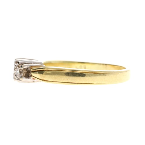 253 - 14ct yellow gold three stone diamond ring, round brilliant-cuts, 0.50ct approx, width 5mm, 4.9gm, ri... 