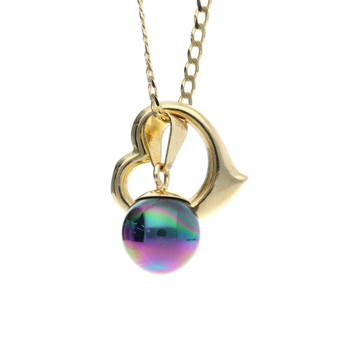 277 - 9ct necklace with an open heart pendant and a faux pearl pendant marked '750', 4.2gm, 20