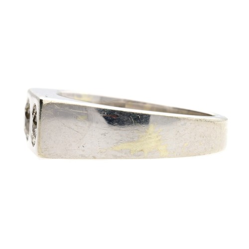 278 - Modern 9ct white gold ring set with two diamonds, round brilliant-cut, 0.80ct approx in total, clari... 