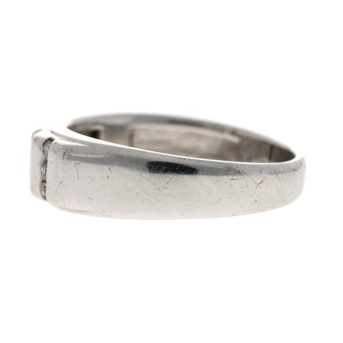 279 - Modern 9ct white gold diamond set band ring, with five rows of three round brilliant-cut diamonds, w... 