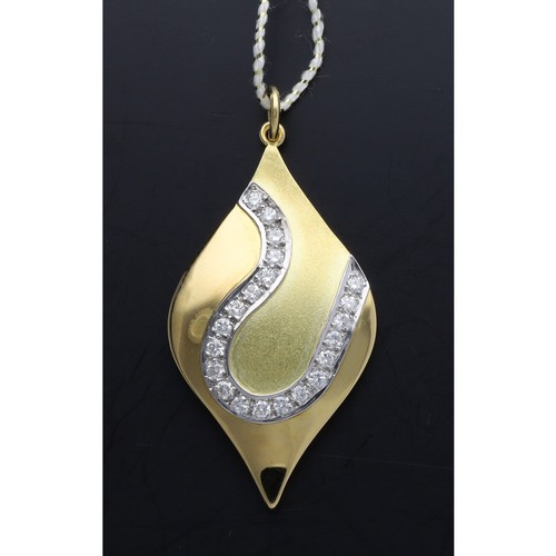 291 - 18ct bicolour teardrop diamond set pendant, with twenty-one round brilliant-cut diamonds, 0.60ct app... 
