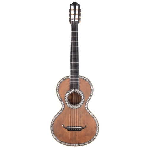 1561 - The Granary Collection - 19th century French guitar branded 'Petit Jean Laine'; Back and sides: bird... 