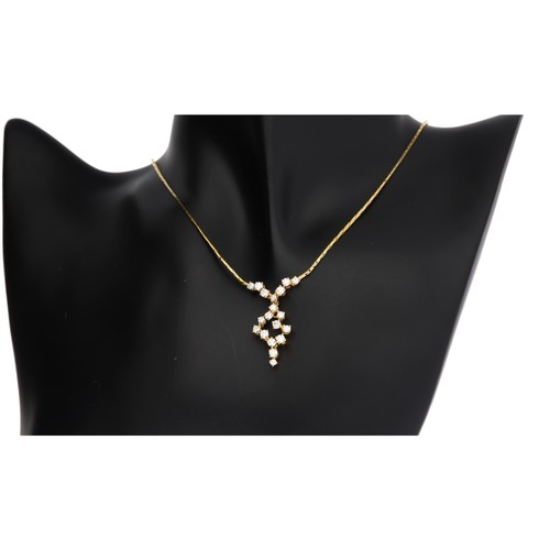 282 - Fancy 18ct yellow gold diamond set necklace, round brilliant-cuts, estimated 0.90ct approx in total,... 