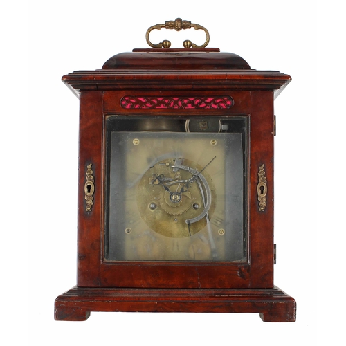 1302 - Dr John Plowman - English yew wood double fusee verge bracket clock with missing dial, the five pill... 