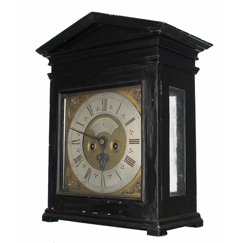 1303 - Dr John Plowman - Ebonised double fusee verge mantel clock, the 8.5