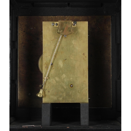 1303 - Dr John Plowman - Ebonised double fusee verge mantel clock, the 8.5